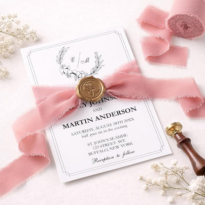 DORIS HOME Dusty Rose Chiffon Ribbon for Flower Bouquet, 1" x21Yd Fabric Ribbon for Gift Wrapping, Handmade Frayed Ribbon for Wedding Invitations/Christmas Decorations