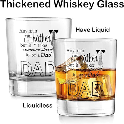 Nogrit Dad Whiskey Glasses 10 oz, Best Dad Gifts for Father's Day Birthday, Father Daddy Gifts Old Fashioned Rocks Glasses for Drinking Cocktail Scotch Vodka Tequila Rum