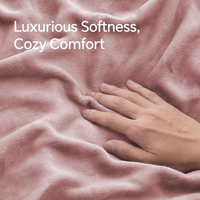 BEDELITE Flannel King Size Pillow Cases Set of 2, Super Soft Fleece Pillowcases with Zipper for Bedroom, Sofa, Couch,Luxury Cozy Fuzzy Velvet Pillow Shams for All Seasons(20x36 Inches,Dusty Pink)