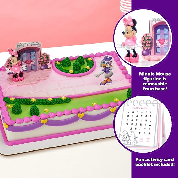 DecoSet® Disney Minnie Mouse Happy Helpers Cake Topper, 4-Piece Cake Decoration Set with Minnie Mouse And Daisy Duck