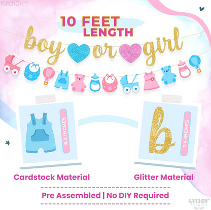 KatchOn, Gender Reveal Decorations Kit - Pack of 40, No DIY | Boy or Girl Gender Reveal Banner | Boy or Girl Baby Shower Decorations | Blue and Pink Gender Reveal Balloon Arch Kit | Boy or Girl Sign