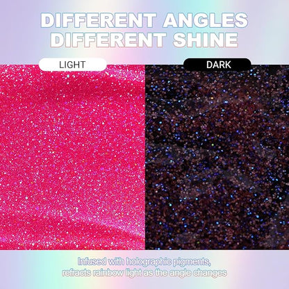 Erinde Holographic Body Glitter Gel, Roll-On Face Hair Glitter for Mermaid Makeup Festival Party Rave Accessories, Chunky Sequins Chameleon Shimmer Christmas Makeup for Women Girls, 05 Cherry Glow