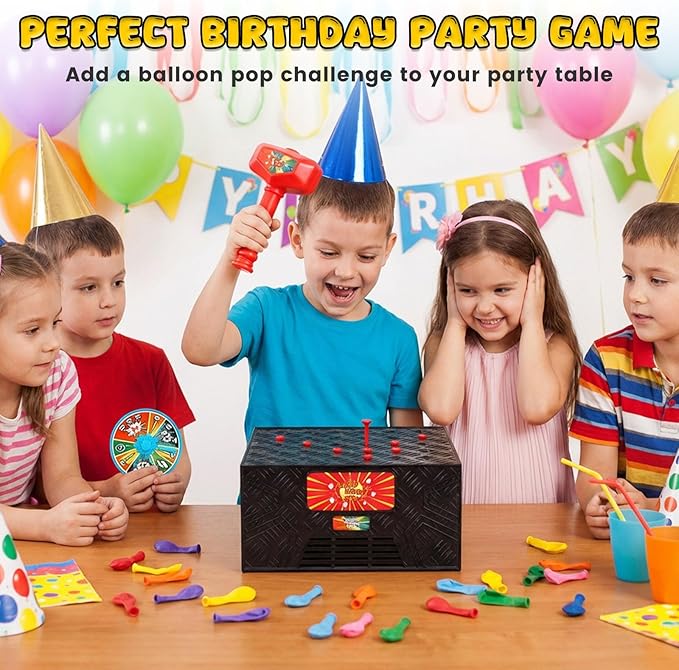 LovesTown Balloon Pop Game, Blast Box Board Games for Family Night Juegos De Mesa Birthday Gifts Party Supplies for Adults and Kids