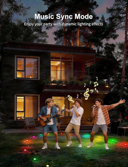 APPECK Outdoor Ground Lights 32 Pack, 100FT RGBW Color Changing Pathway Lights Wired, 2200K Warm White Smart Landscape Lighting, for Garden Yard Lawn Path Holiday Party Decor, with App/Voice Control