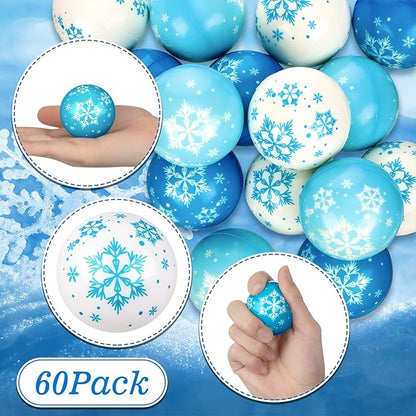Zhanmai Winter Snowflake Stress Balls Bulk Snow Squeeze Balls Stress Relief Ball for Winter Holiday Decorations Goodie Bag Fillers(30 Pcs,1.77 Inch)