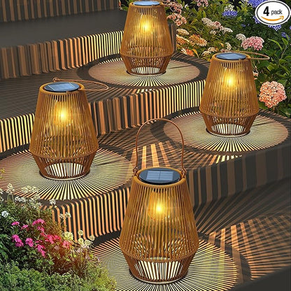 Solar Lanterns, KagoLing Solar Lanterns Outdoor Waterproof Gifts for Women Hanging Lights Outdoor Waterproof Lamp Lights Decoration for Outside Garden,Yard,Patio,Porch,Trees,Lawn,Pathway Decor, 4 Pack