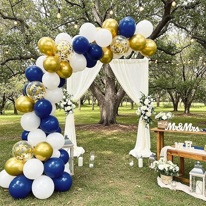 Netnology Navy Blue Gold Balloons Set, 60Pcs 12 Inch Navy Blue White Metallic Gold and Gold Confetti Latex Balloon for Birthday Baby Shower Bridal Shower Wedding Graduation Party Decorations