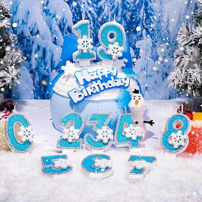 2nd Blue Snowflake Birthday Candles Frozen Themed Number 2 Candles for Cake Topper Cupcake Decorations Party Decor Anniversary Celebrations Supplies
