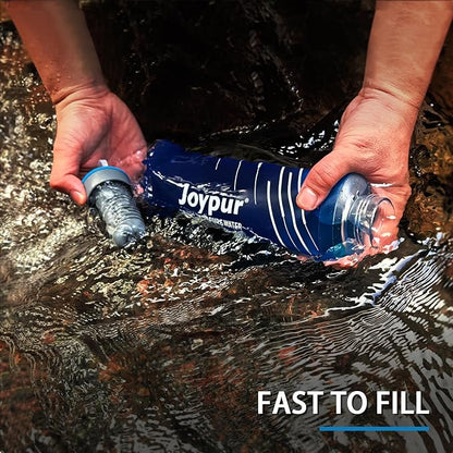 Water Filter Survival - Collapsible Water Bottle with Filter 0.01 Micron Squeeze Filtered Water Bottle 32oz for Hiking Backpacking Camping BPA-Free(Blue 1000ml)