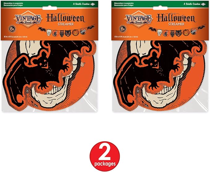 Beistle 2 Piece Retro Vintage Halloween Banners Spooky Decorations For Home And Office