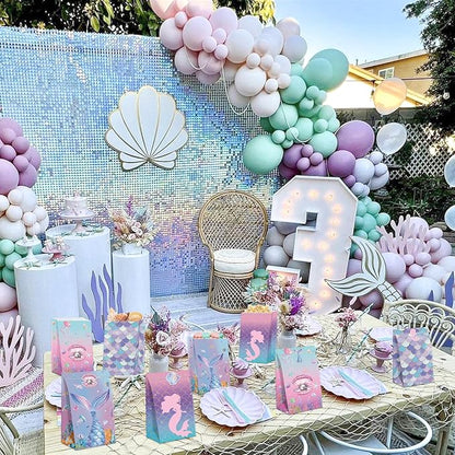 XJLANTTE 40 Pcs Mermaid Goodie Bags - Under The Sea Party Favor Bags with Tail Stickers, Scale Party Bags for Kids Girls Under The Sea Themed Little Mermaid Party Decorations