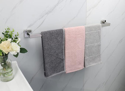 TocTen Bath Towel Rack - Square Base Thicken SUS304 Stainless Steel Towel Bar for Bathroom, Bathroom Accessories Towel Rod Heavy Duty Wall Mounted Towel Holder. (Chrome, 30)