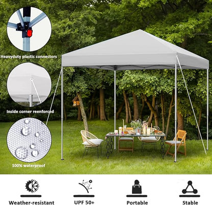 6x6 Pop Up Canopy Tent, Easy Setup Canopy for Outdoor Shades (White)