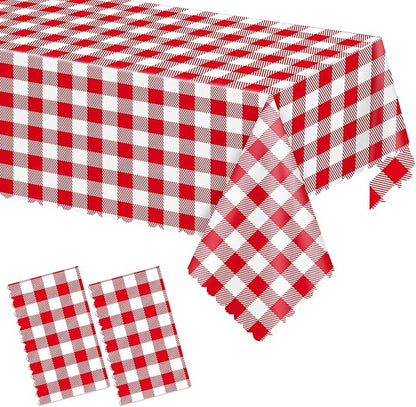 2 Pack Red Gingham Tablecloth for Rectangle Tables, 54 X 108Inch Checkered Table Cloth Waterproof Buffalo Plaid Table Covers for BBQ Picnic Barbecue Birthday Party