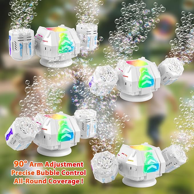 2026 RC Bubble Machine with RGB Lights, 360° Auto Rotation Bubbles Toy, Rechargeable Battery, Bubble Blower Maker for Kids, Parties, Birthday Gift, Weddings, Indoor Outdoor Activity, 30k+ Bubbles/Min