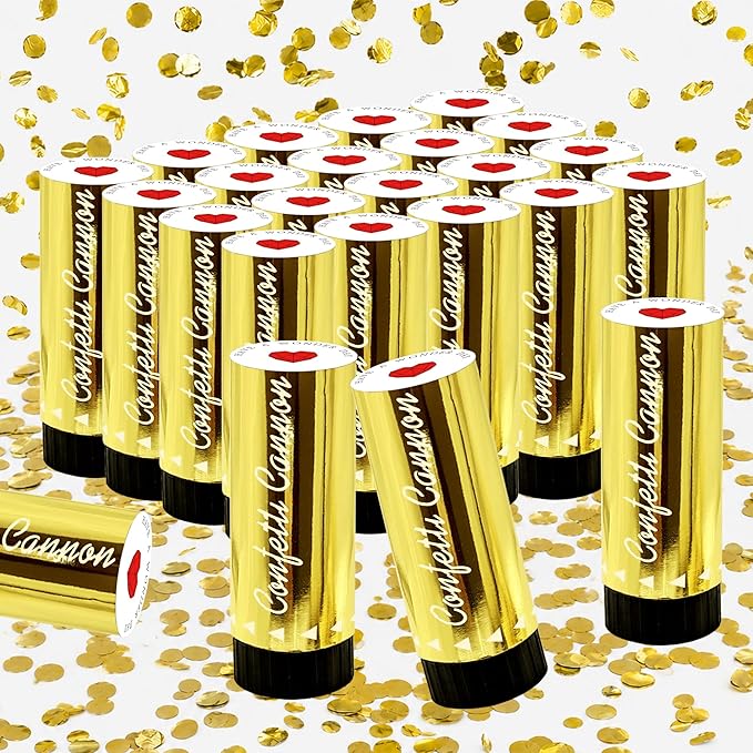 20 PCS Colorful Party Confetti Poppers with Box for Wedding Birthday Graduation Baby Shower Anniversary Christmas New Year's Party Supplies (Gold Round)