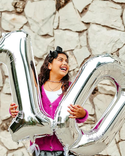 Silver Number 100 Balloon 40 inch, 100 Number Balloons, 100th Silver Birthday Decorations for Girls Boys Kids, 100 Year Old Women Men Party Supplies