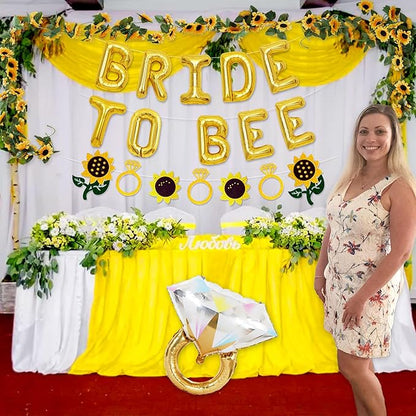 JeVenis Bride to Bee Bridal Shower Decoration Balloons Backdrop Sunflowers Bee Theme Bridal Shower Decorations Wedding Bride to Be Engagement Banner Props