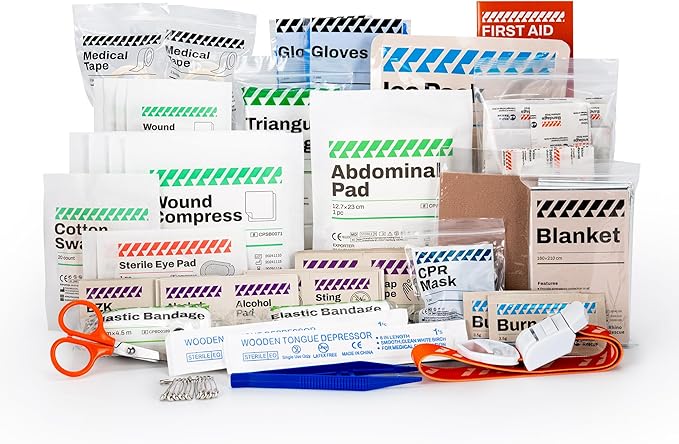 RHINO RESCUE 220 Pieces First Aid Kit Refill Bag, Emergency Extra Replacement Supplies, Includes Medical Bandages, Gauzes & Pads for Home, School & Car