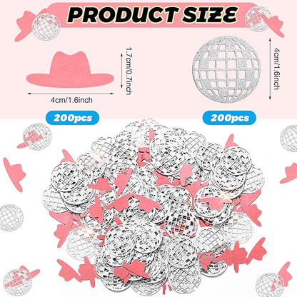 Sherr 400 Pcs Wedding Table Confetti Wedding Hat Confetti 70s 80s Disco Ball Cowgirl Party Decorations Engagement Party Supplies Girls Night Birthday Favors for Western Cowboy (Classic Style)