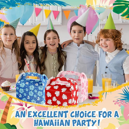 Marspark 30 Pack Hawaiian Themed Cartoon Birthday Party Supplies, Paper Gift Boxes, Cartoon Candy Treat Boxes for Birthday Party Decorations(Flower Pattern)
