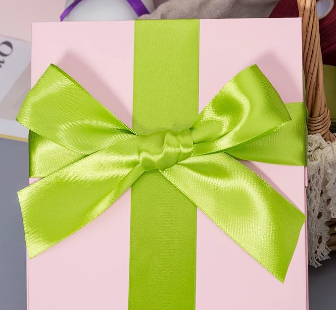YASEO 1 1/2 Inch Apple Green Solid Satin Ribbon, 50 Yards Craft Fabric Ribbon for Gift Wrapping Floral Bouquets Wedding Party Decoration