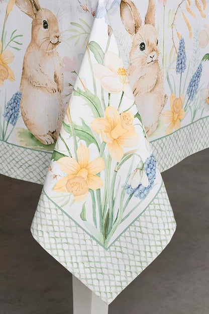 Maison d' Hermine Table Cloth Rectangle Table 100% Cotton 60 x 120 Inches Tablecloth Reusable Decorative for Dining Room Farmhouse Home Valentines Day Decorations Spring Summer - Easter Dew