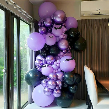 Isndare Purple Black Balloons, 12 Inch Dark Purple Light Balloons with Metallic Purple Confetti Latex Balloon Set for Girls Women Halloween Birthday Bridal Shower Wedding Party Decorations Is-02