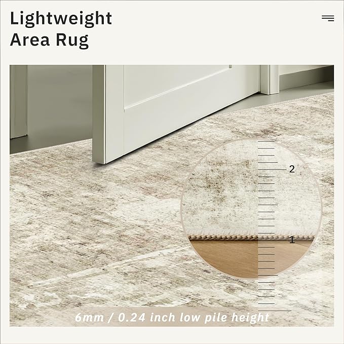 Soalmost 6x6 Beige Gray Round Rug 6ft Living Room Circle Rug Vintage Round Area Rug Non Slip Indoor Carpet for Dining Room Bedroom