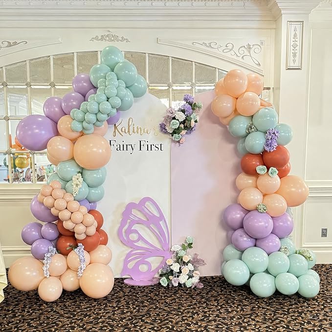 Purple Green Pink Yellow Balloons, 60Pcs 12 Inch Pastel Balloons Include Sage green Pastel Purple Pink Yellow Light Green balloons for Wildflower Baby Shower Wedding Birthday Party Decorations