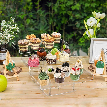 Clear Cupcake Stand, 3 Tiered Acrylic Dessert Table Display Set for 54 Cupcakes, Large Food Display Riser Serving Platter for Wedding, Party, Baby Shower, Buffet
