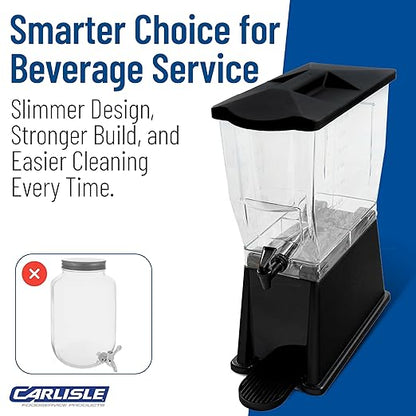 Carlisle FoodService Products Trimline Rectangular Beverage Dispenser Drink Dispenser with Spigot for Catering, Buffets, Restaurants, Polycarbonate (Pc), 3.5 Gallons, Black