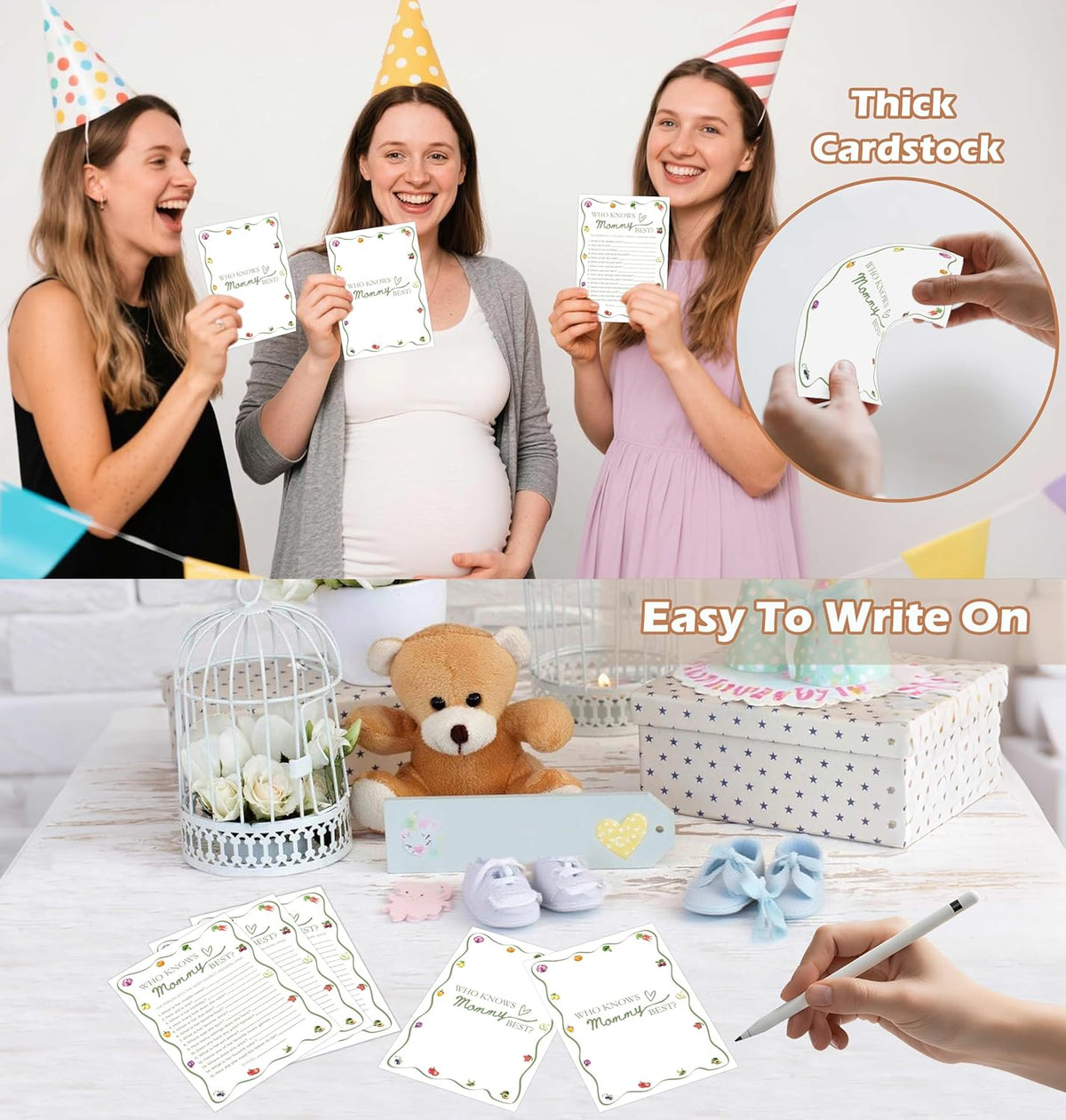 Locally Grown Baby Shower Games, Farmers Market Who Knows Mommy Best Game for 30 Guests with Game Cards, Gender Reveal, Baby Shower Supplies & Decorations (DV42)