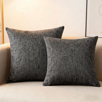 Throw Couch Pillow with Insert 18x18 Inches Set of 2 Square, Cute Modern Home Fall Decor for Living Room Sofa Bed Cushion Accent Case, Anthropologie Style Home Decor (Agate Gray #P2-15)