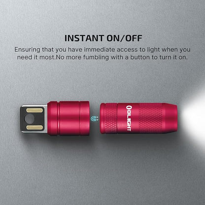 OLIGHT IMINI 2 EDC Rechargeable Keychain Flashlight, 50 Lumens Compact and Portable Mini LED Keyring Lights with Built-in Battery Ideal for Everyday Carry and Emergencies (Passionate Red)