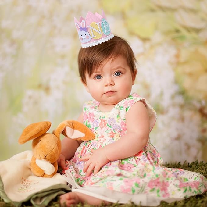 Some Bunny 1st Birthday Crown - Easter Rabbit Hat and Spring Decoration for Girls