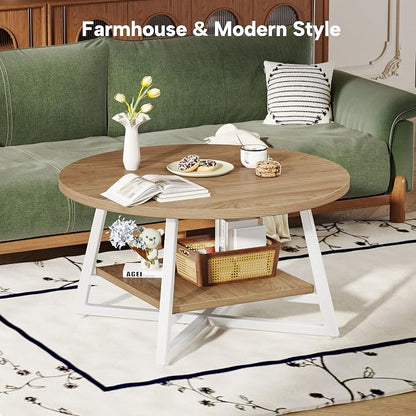 Coffee Table for Living Room, Round Coffee Table, Small Circle Coffee Table