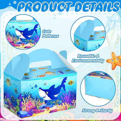 Dunzoom 24 Pcs Under The Sea Party Favor Treat Boxes Ocean Shark Turtle Dolphin Goodie Candy Gift Boxes for Birthday Ocean Animals Party Favors Supplies