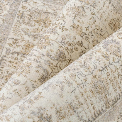 PureCozy Light Brown Runner Rug 2'6"x10' Washable Carpet for Hallway Kitchen Vintage Distressed Non Slip Indoor Retro Floral Bedroom Accent Throw Long Rug Bathroom Office Laundry Dining Living Room