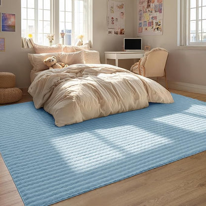 Bedsure 6x9 Fluffy Area Rugs for Living Room, Machine Washable Rugs, Non-Slip Backing, Non-Shedding, Pet Friendly Throw Rug for Bedroom Dining Room, Rug for Kids Room, Celestial Blue