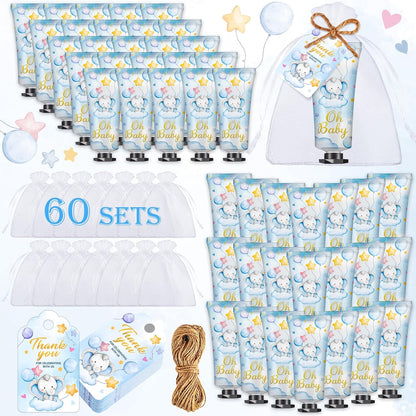 60 Sets Baby Shower Hand Cream, Boy Baby Shower Party Favors Gifts for Guests Bridal Shower, Wedding Hand Cream Gifts,Travel Size Hand Lotion Bulk for Wedding, Baby Shower Thank You Gifts (Elephant)