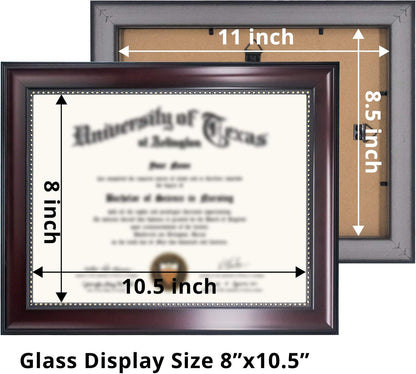 GraduationMall 8.5x11 Certificate Diploma Frame, UV Protection Acrylic, Mahogany with Gold Beads, Set of 2