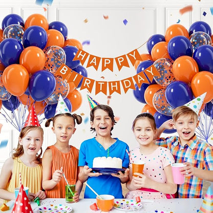 60pcs Royal Blue and Orange Balloons 12inch with Orange and Blue Balloons for Graduation Birthday Party Decorations