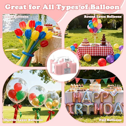 AXHJ Electric Balloon Pump, Portable Electric Air Balloon Pump Dual Nozzle Air Blower Pump, Balloon Inflator for Party Decorations