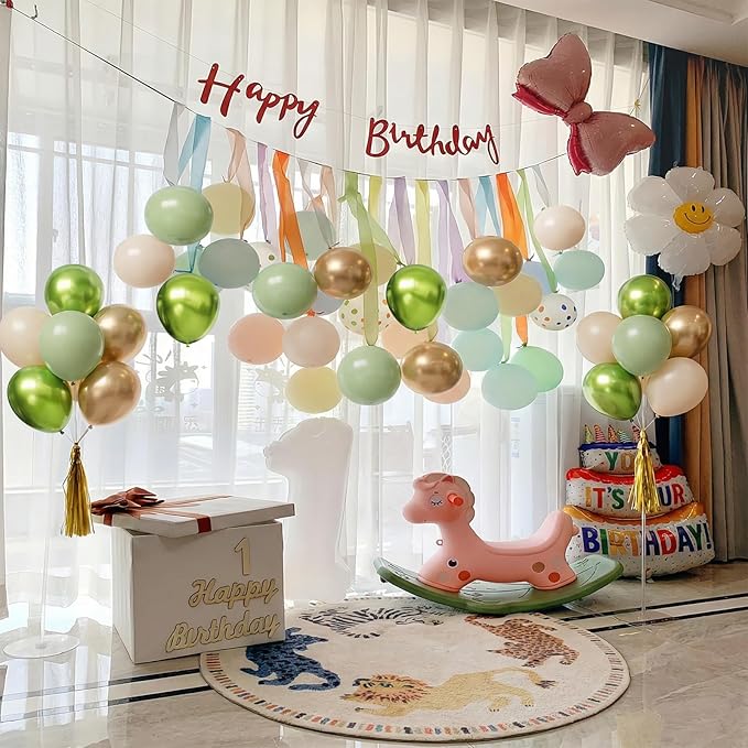 Sage Green Balloons 55Pcs Green and gold balloons 12inch Green And White Balloons for Birthday Wedding Bridal Baby Shower Engagement Party Decorations