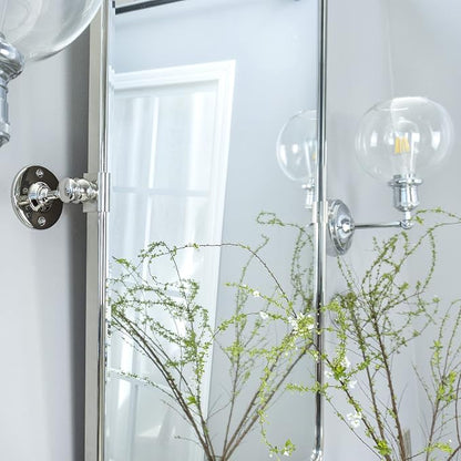 Farmhouse Pivot Rectangle Bathroom Mirror Chrome Metal Framed Tilting Beveled Vanity Mirrors for Wall, Overall 23.91 x 30 inches (Mirrror 20 x 30 inches)