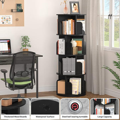 Aheaplus Rotating Bookshelf, 360 Revolving Bookshelf Tower