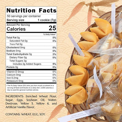 East and Else Fortune Cookies, Individually Wrapped, Vanilla Flavor, Premium Bulk Pack, Made in USA (50 Count)