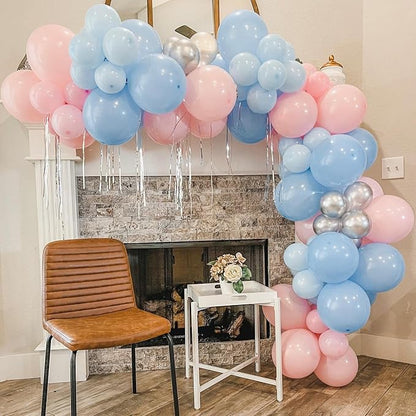 139pcs Gender Reveal Balloon Garland Arch Kit with Pink and Blue Balloons Silver Balloons for Boy or Girl Gender Reveal Decorations Birthday Party Baby Shower Celebration Wedding Anniversary (No Box)