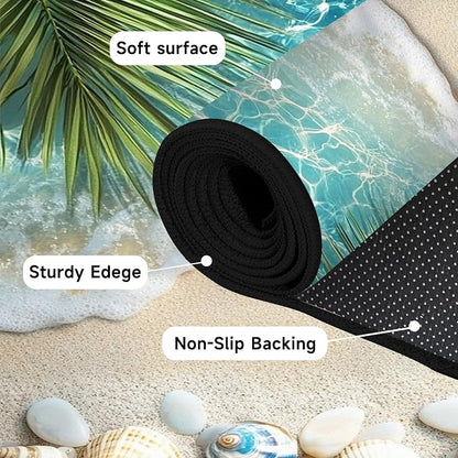 3'x5' Beach Rug Starfish Seashell Area Rugs for Entryway Bedroom Living Room Kitchen Home Decor Ocean Sea Wave Carpt 3D Non Slip Washable Throw Rug Coastal Seaside Floor Mat